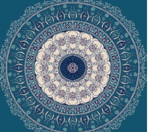 G105 Medallion Mosque Carpet — Navy Blue