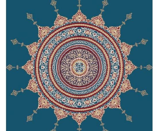 G106 Medallion Mosque Carpet — Navy Blue