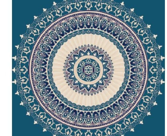 G108 Medallion Mosque Carpet — Navy Blue