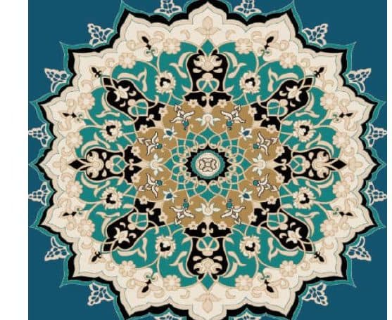 G112 Medallion Mosque Carpet — Navy Blue