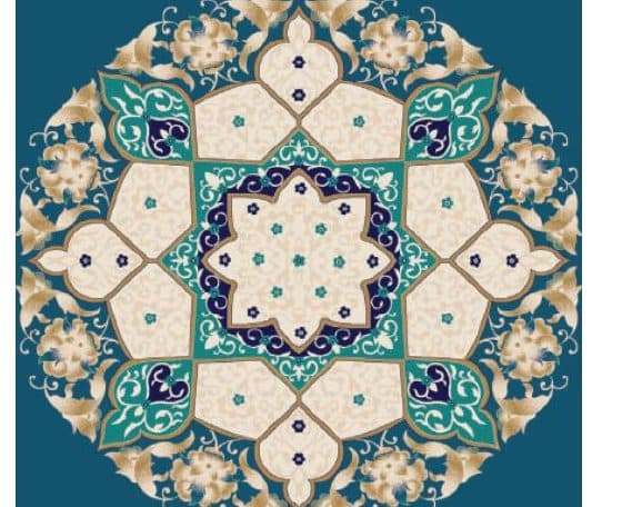 G115 Medallion Mosque Carpet — Navy Blue