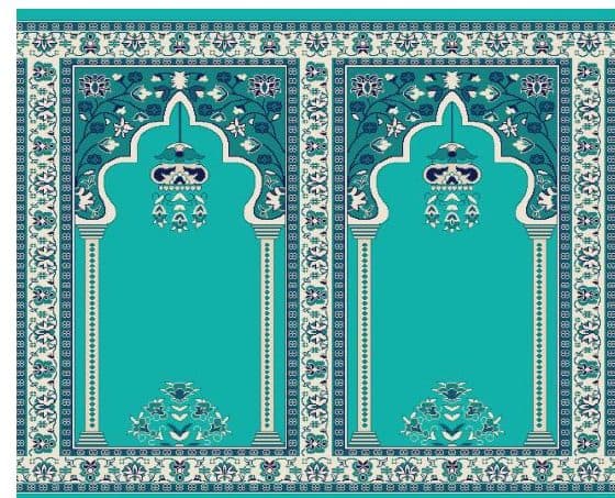 S142 Prayer Line Mosque Carpet — Light Turquoise