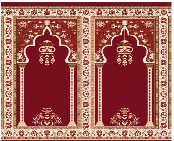S142 Prayer Line Mosque Carpet — Burgundy