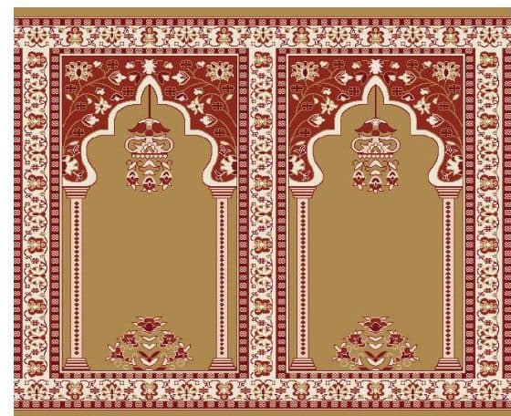 S142 Prayer Line Mosque Carpet — Mustard