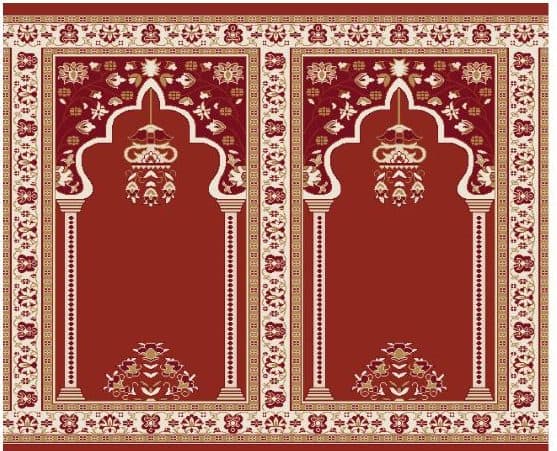 S142 Prayer Line Mosque Carpet — Brick Red