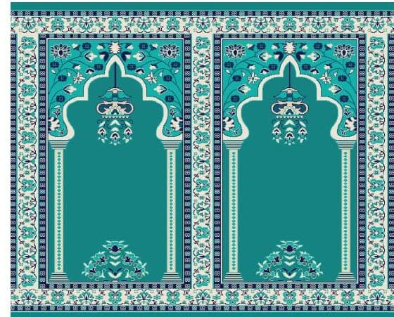 S142 Prayer Line Mosque Carpet — Deep Turquoise