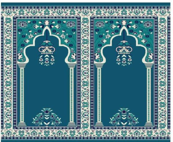 S142 Prayer Line Mosque Carpet — Navy Blue