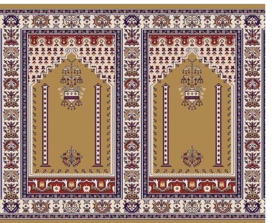S143 Prayer Line Mosque Carpet — Mustard