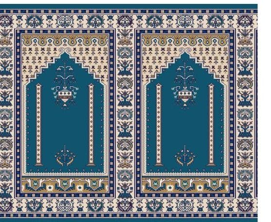 S143 Prayer Line Mosque Carpet — Navy Blue