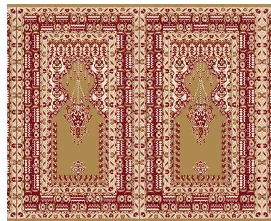 S144 Prayer Line Mosque Carpet — Mustard