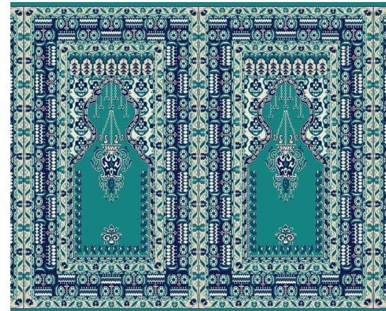 S144 Prayer Line Mosque Carpet — Deep Turquoise