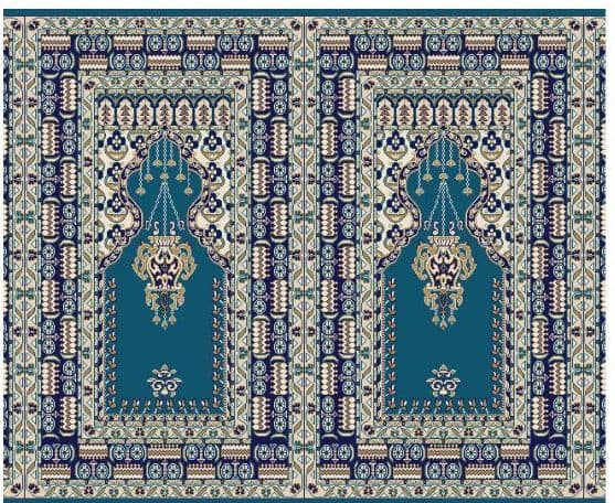 S144 Prayer Line Mosque Carpet — Navy Blue